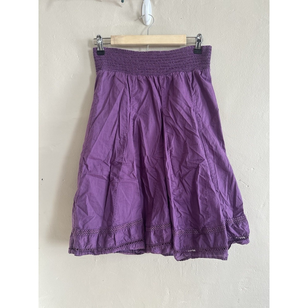 Merona Womens A-Line Skirt Size XS Purple Smoked Eyelet Fairy Whimsigoth Pleated